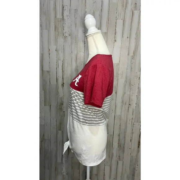 Alabama Crimson Tide Women's Striped Knotted T-Shirt Size Medium Multicolor - Picture 5 of 6